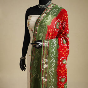Red - kutch tie-dye mul cotton bandhani dupatta with border