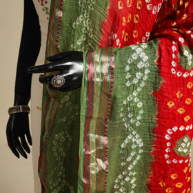Red - kutch tie-dye mul cotton bandhani dupatta with border
