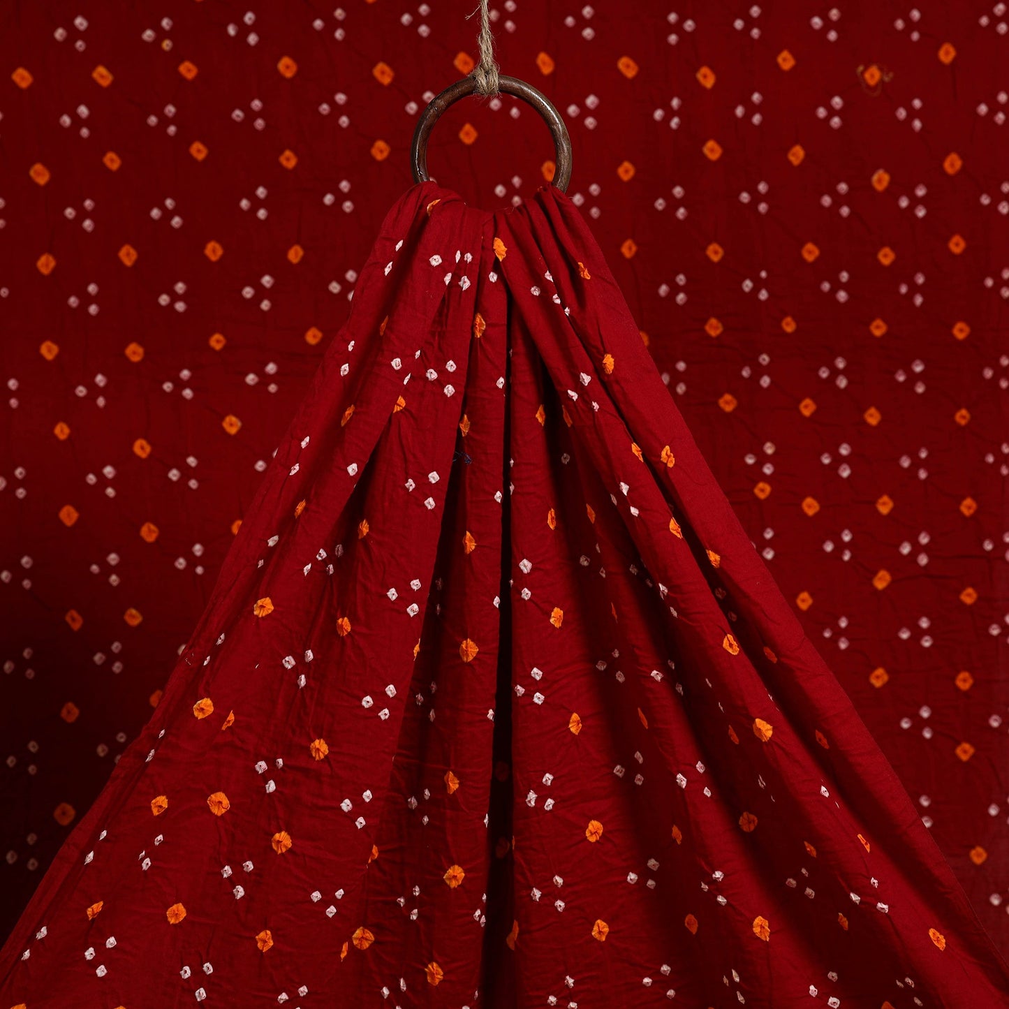 Red - kutch tie-dye mul cotton bandhani fabric 21