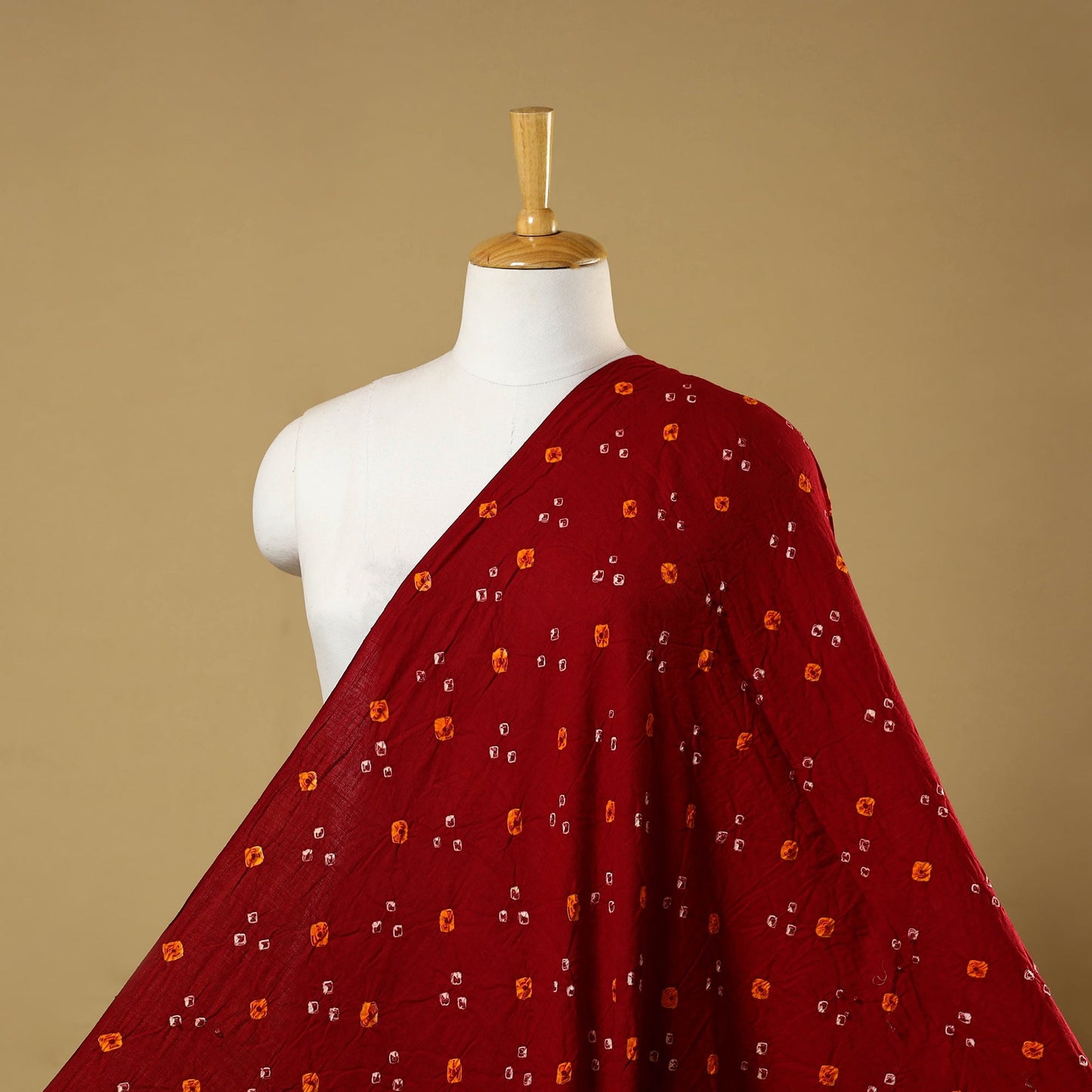 Red - kutch tie-dye mul cotton bandhani fabric 21