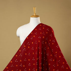 Red - kutch tie-dye mul cotton bandhani fabric 21