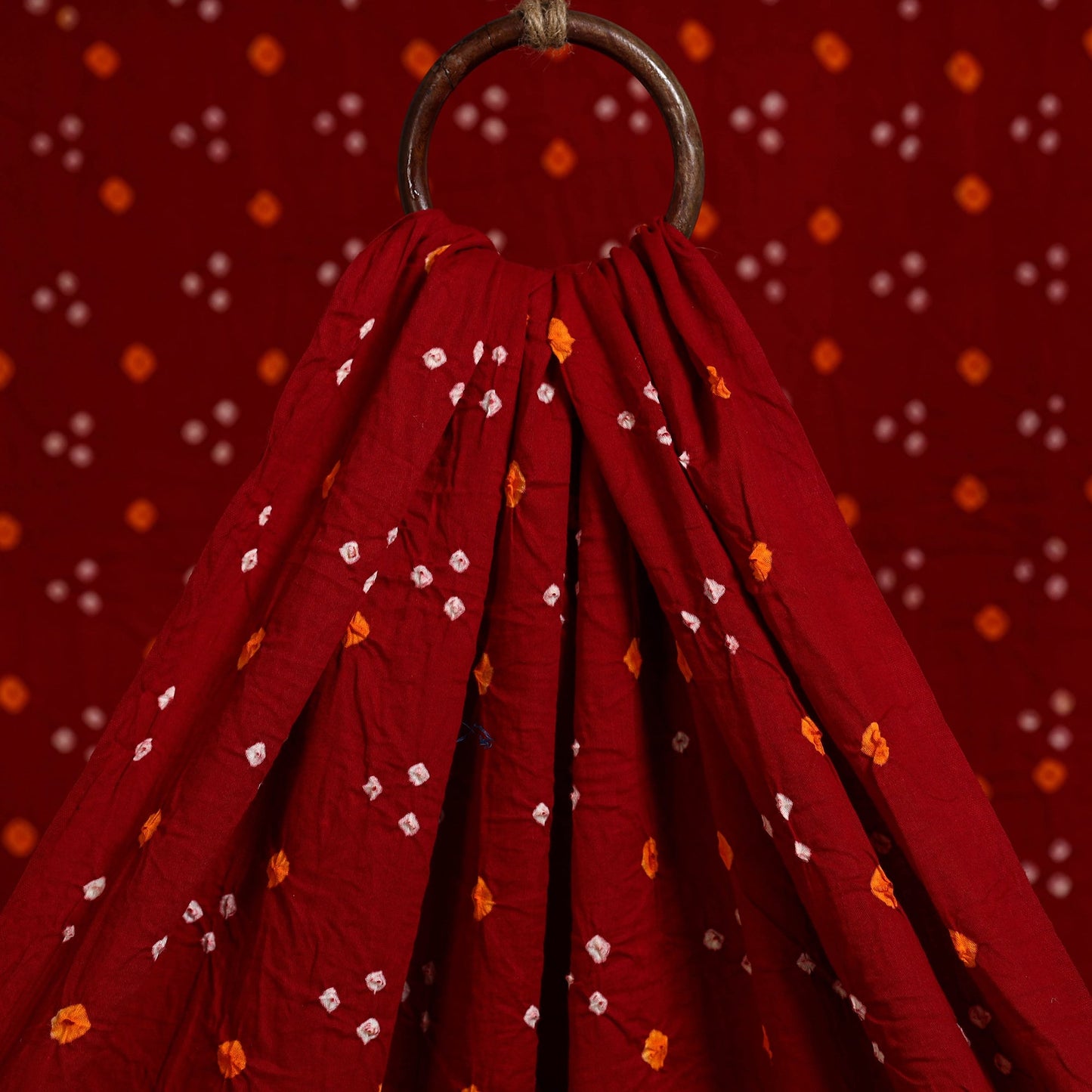 Red - kutch tie-dye mul cotton bandhani fabric 21