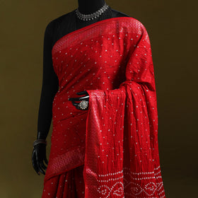 Kutch tie-dye pure cotton bandhani saree with border 21