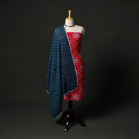 Kutch tie-dye satin cotton bandhani 3pc unstitched dress