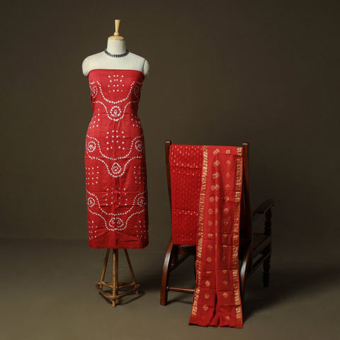 Kutch tie-dye satin cotton bandhani 3pc unstitched dress