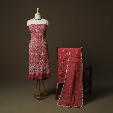 Kutch tie-dye satin cotton bandhani 3pc unstitched dress