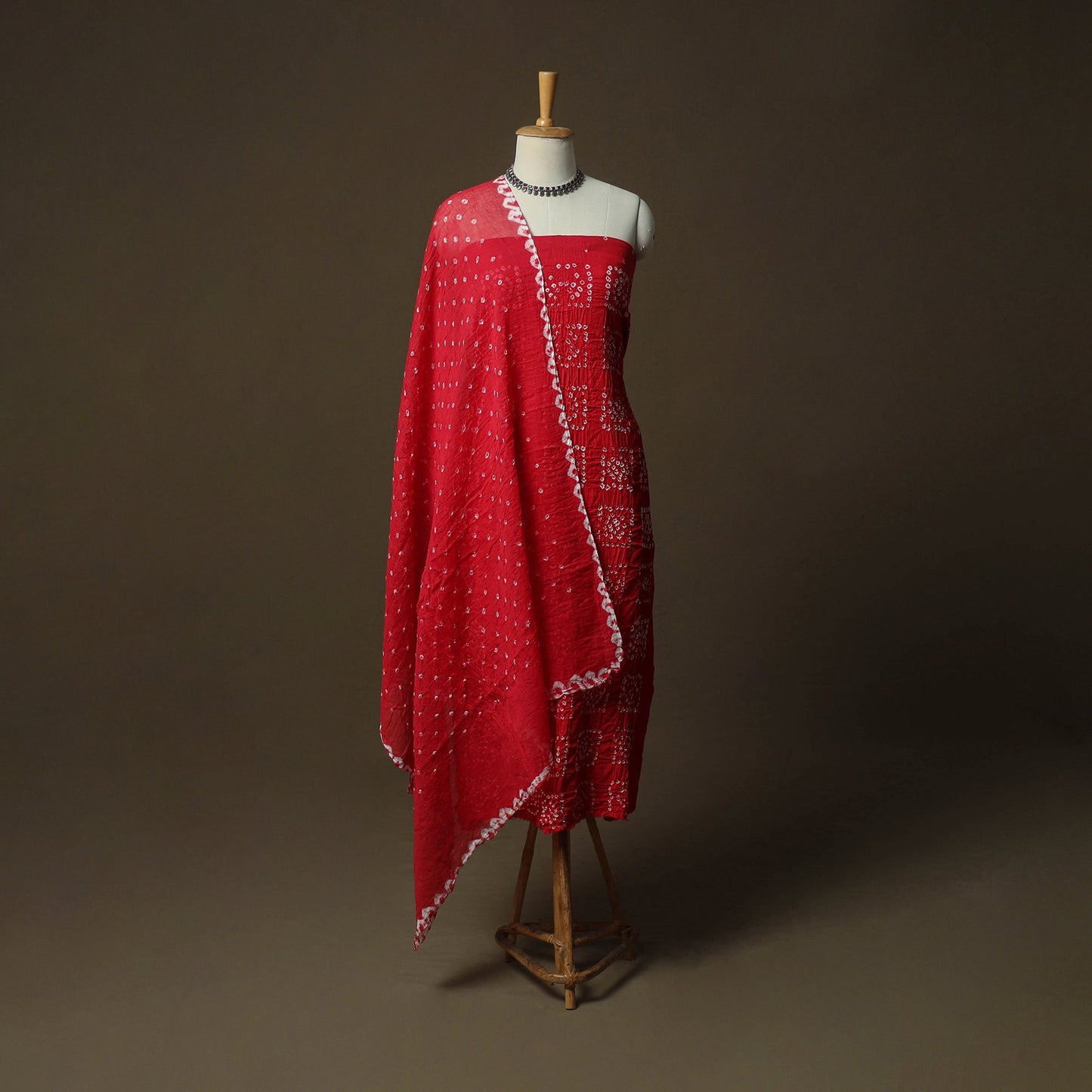 Kutch tie-dye satin cotton bandhani 3pc unstitched dress