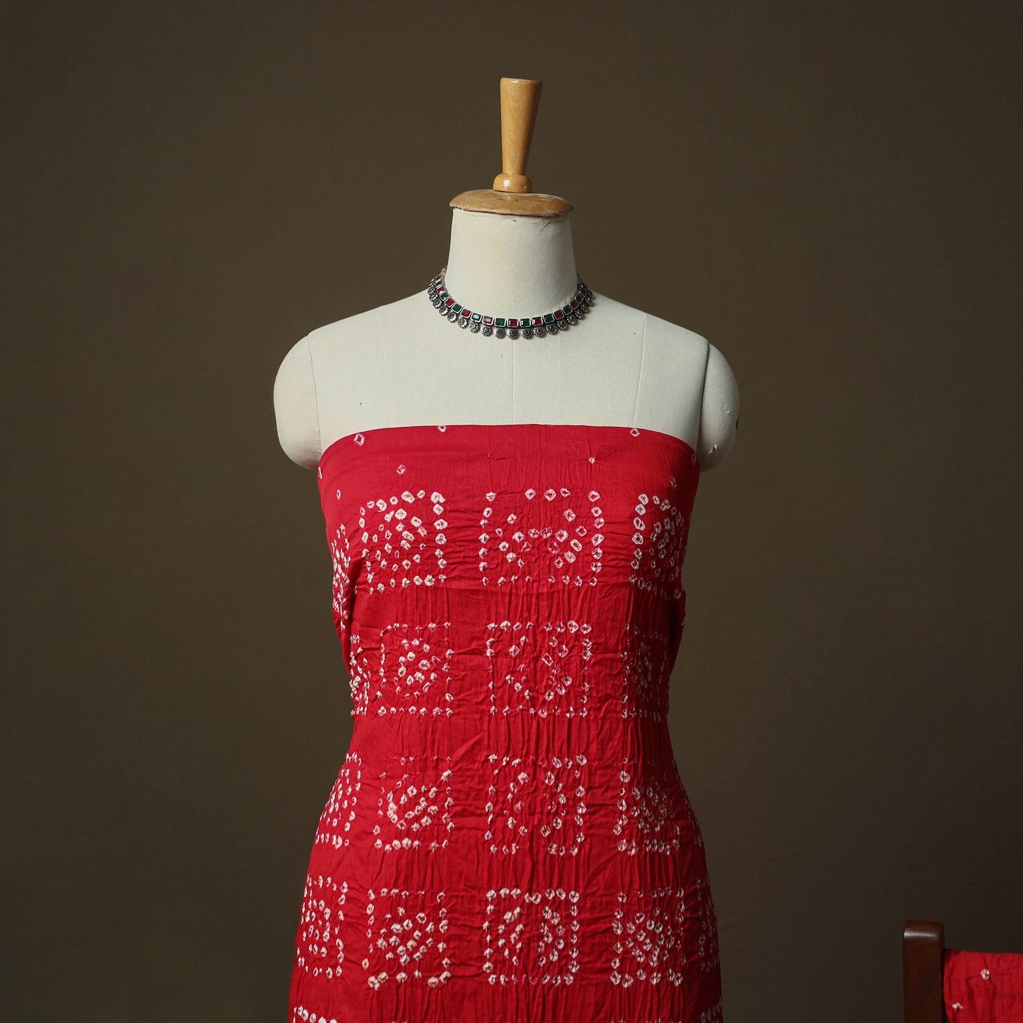 Kutch tie-dye satin cotton bandhani 3pc unstitched dress