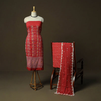 Kutch tie-dye satin cotton bandhani 3pc unstitched dress