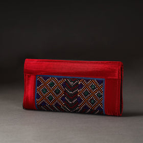 Red Kutchi Embroidery Mirror Work Clutch