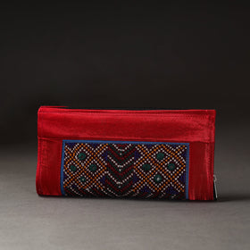 Red Kutchi Embroidery Mirror Work Clutch