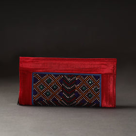 Red Kutchi Embroidery Mirror Work Clutch