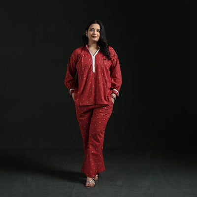 Lace work jacquard cotton co-ord set for women 01