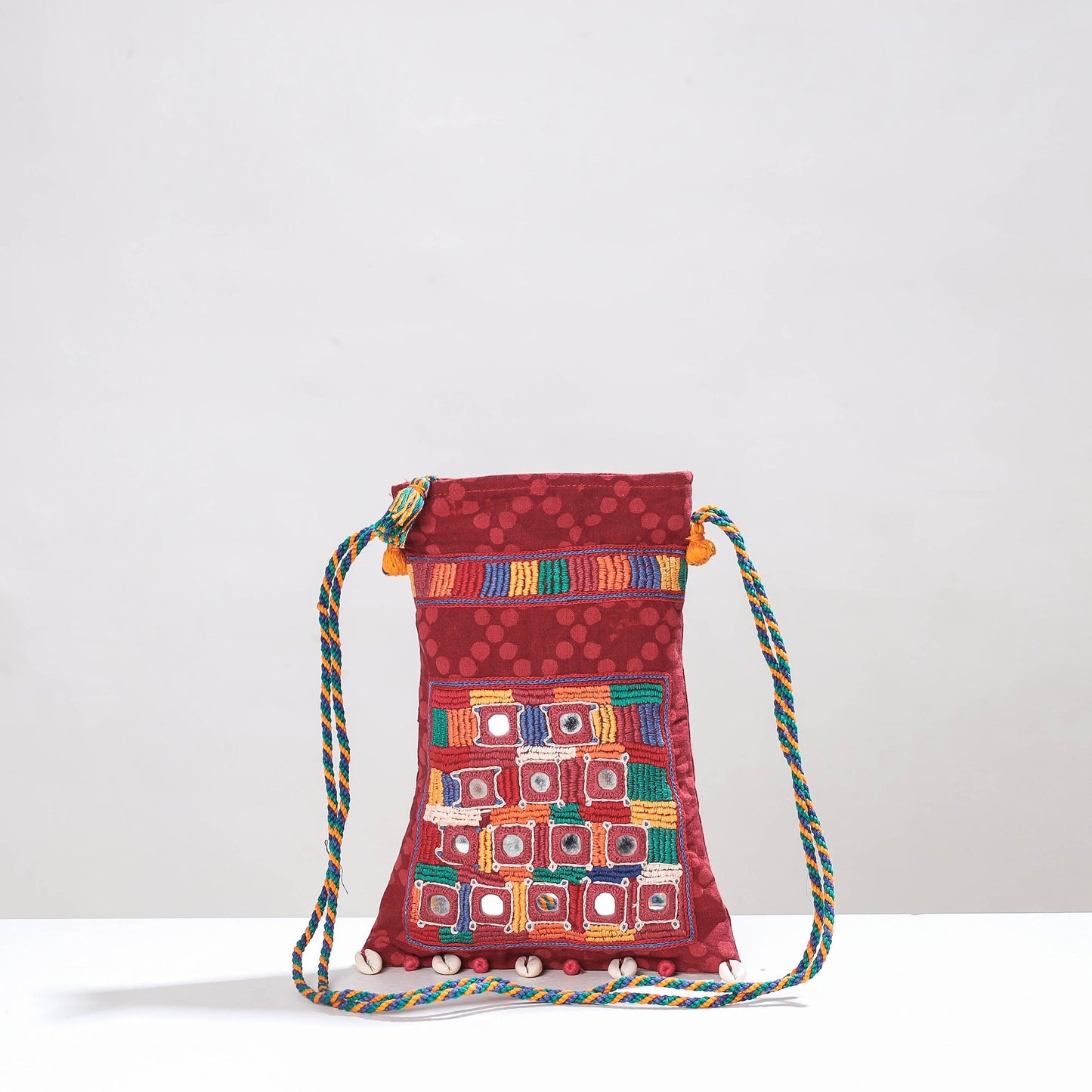  Lambani Mirror Work Hand Embroidery Cotton Shoulder Bag Online at iTokri.com