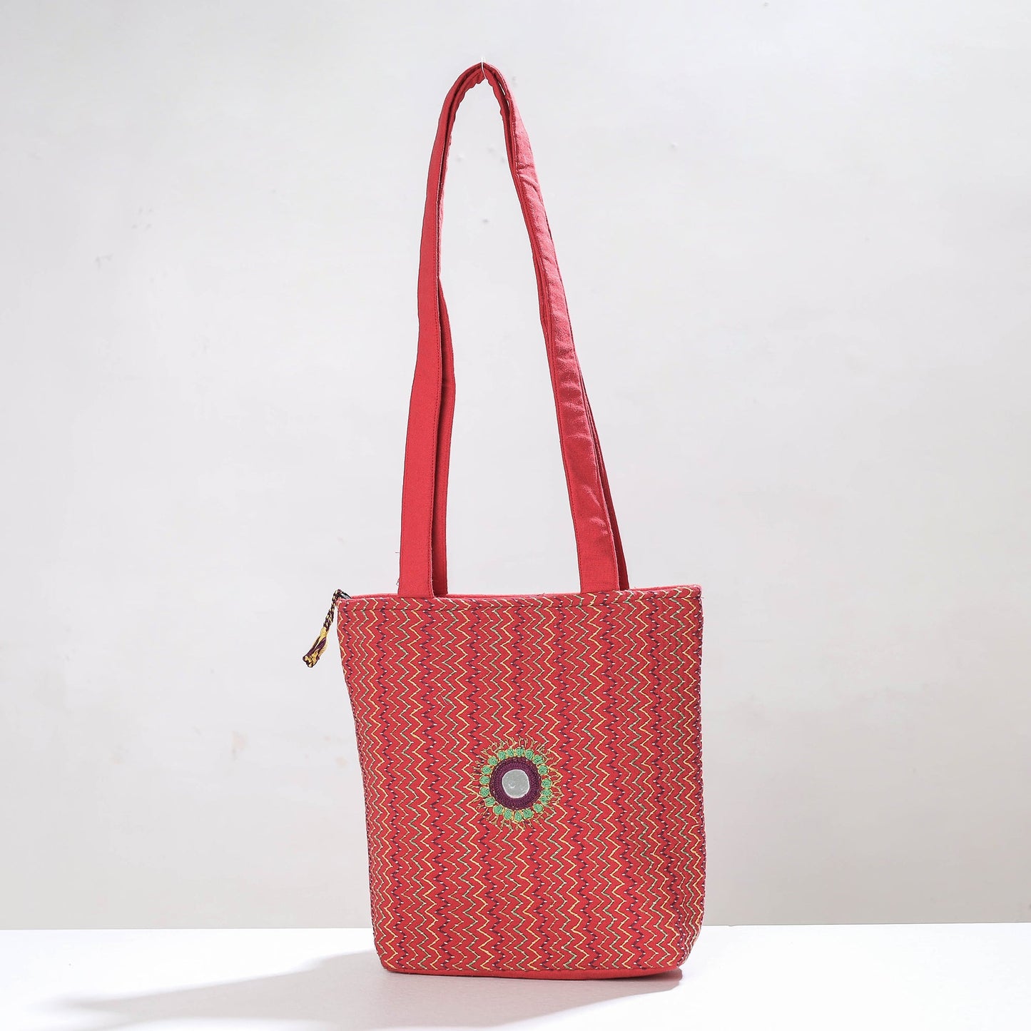  Lambani Mirror Work Hand Embroidery Cotton Shoulder Bag Online at iTokri.com