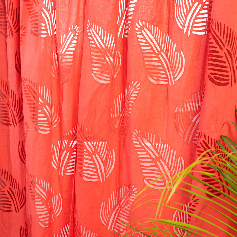 Leaves Cutwork Cotton Barmer Applique Door Curtain