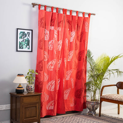 Leaves Cutwork Cotton Barmer Applique Door Curtain