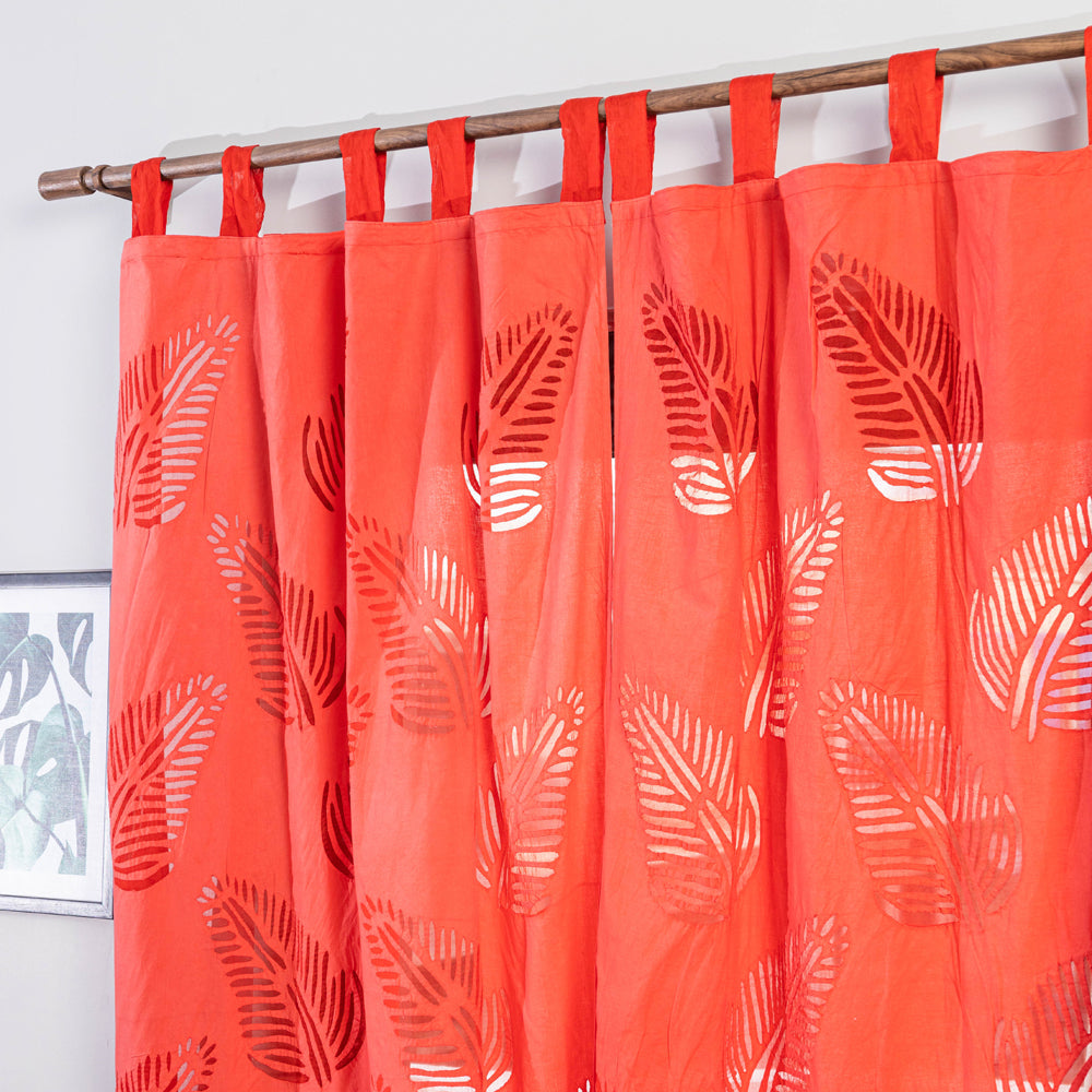 Leaves Cutwork Cotton Barmer Applique Door Curtain