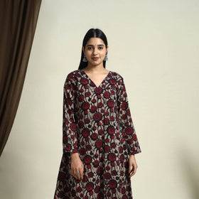 Buy Red A-Line Batik Print Cotton Kurta for Women