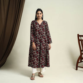Buy Red A-Line Batik Print Cotton Kurta for Women