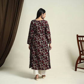 Buy Red A-Line Batik Print Cotton Kurta for Women