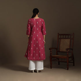 A-line cotton hand embroidered jacquard kurta for women 22