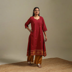 A-line cotton hand embroidered jamdani border thread buti