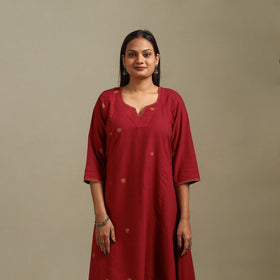 A-line cotton hand embroidered jamdani border thread buti