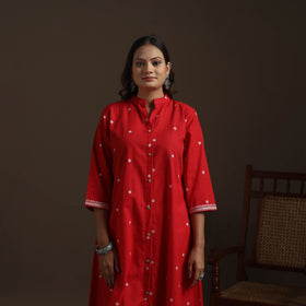 A-line cotton jacquard kurta for women 01 - handcrafted