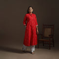 A-line cotton jacquard kurta for women 01 - handcrafted