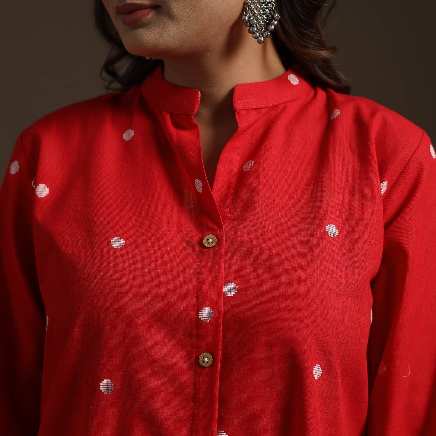 A-line cotton jacquard kurta for women 01 - handcrafted