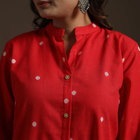 A-line cotton jacquard kurta for women 01 - handcrafted
