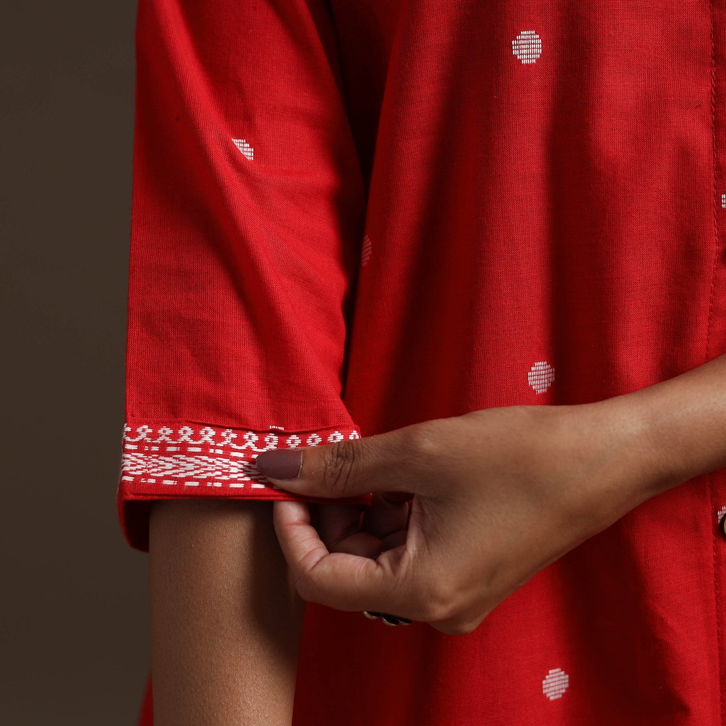 A-line cotton jacquard kurta for women 01 - handcrafted