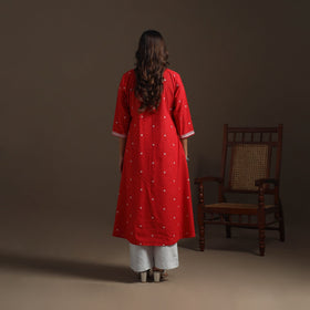A-line cotton jacquard kurta for women 01 - handcrafted