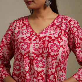 A-line embroidered cotton hand batik kurta for women 14
