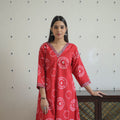Buy Red A-Line Tie & Dye Cotton Shibori Kurta for Women