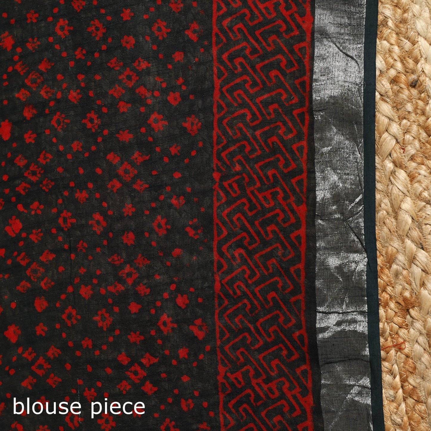 Linen hand bagru saree with zari border 02 - handcrafted