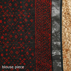 Linen hand bagru saree with zari border 02 - handcrafted