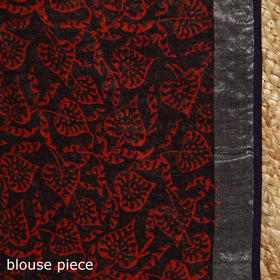 Linen hand bagru saree with zari border 04 - handcrafted