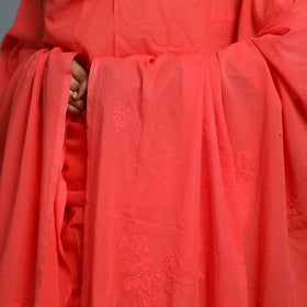 Red - lucknow chikankari hand embroidery cotton dupatta 34