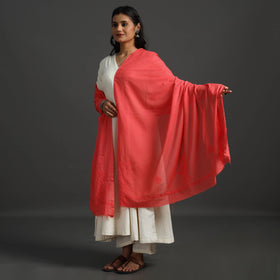 Red - lucknow chikankari hand embroidery cotton dupatta 35