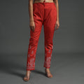 Buy Lucknow Chikankari Hand Embroidery Cotton Lycra Cropped Pant Online at iTokri.com