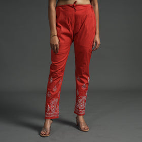 Buy Lucknow Chikankari Hand Embroidery Cotton Lycra Cropped Pant Online at iTokri.com