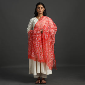 Red - lucknow chikankari tepchi embroidery georgette