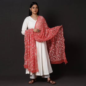 Lucknow Chikankari Tepchi Embroidery Georgette Dupatta 