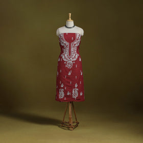 Black - lucknowi chikankari work jacquard unstitched kurta