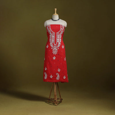 Black - lucknowi chikankari work jacquard unstitched kurta