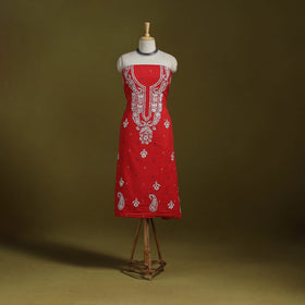 Black - lucknowi chikankari work jacquard unstitched kurta