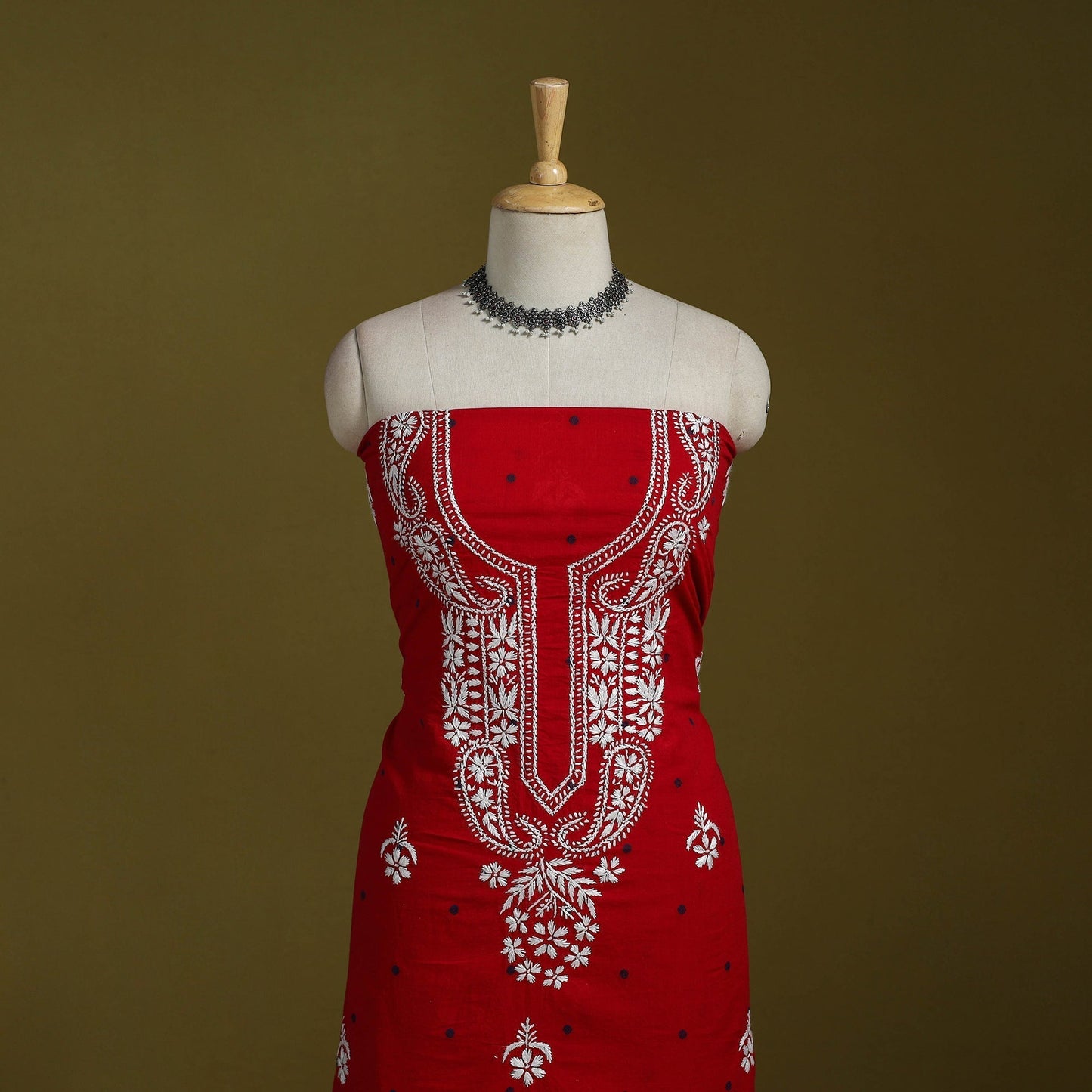 Lucknowi chikankari work jacquard unstitched kurta material