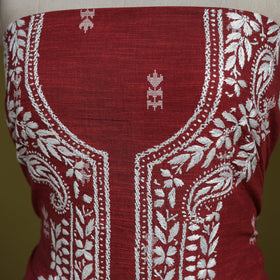 Black - lucknowi chikankari work jacquard unstitched kurta